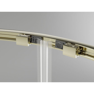 Mexen Exo polkruhový posuvný sprchovací kút 100 x 100 cm, priehľadný, zlatý - 8132-100-100-50-00