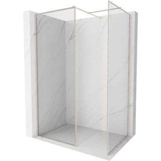 Mexen Kioto-F Sprchová zástena s rámom 140 x 110 cm, 8 mm priehľadná, kartáčovaný nikel - 800-140-202-04-97-110