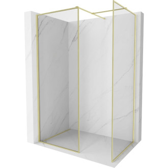 Mexen Kioto-F Sprchová zástena s rámom 135 x 100 cm, 8 mm priehľadná, kartáčované zlato - 800-135-202-04-55-100