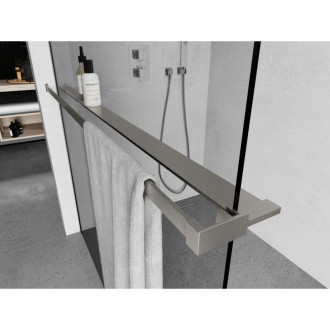 Sprchová polička Mexen s věšákem na ručníky, kartáčovaný nikl - 800-02-97