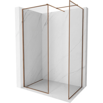 Mexen Kioto-F Sprchová zástena s rámom 150 x 110 cm, 8 mm priehľadná, ružové zlato - 800-150-202-04-60-110