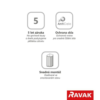 Ravak APSS-75 198 black+Pearl 940303R211