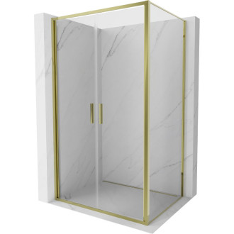 Sprchovací kút Mexen Exo s výklopným mechanizmom 70 x 75 cm, priehľadný, zlatý - 814-070-075-50-00