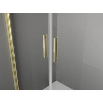 Sprchovací kút Mexen Exo s výklopným mechanizmom 90 x 90 cm, priehľadný, zlatý - 8182-090-090-50-00