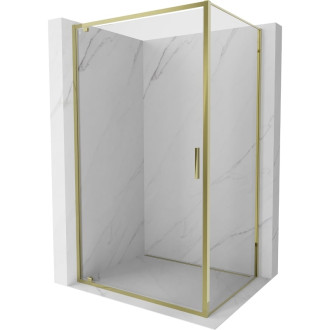 Sprchovací kút Mexen Exo s výklopným mechanizmom 80 x 100 cm, priehľadný, zlatý - 8181-080-100-50-00