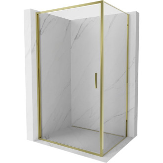 Sprchovací kút Mexen Exo s výklopným mechanizmom 90 x 100 cm, priehľadný, zlatý - 817-090-100-50-00