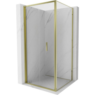 Skladací sprchovací kút Mexen Exo 85 x 85 cm, priehľadný, zlatý - 816-085-085-50-00