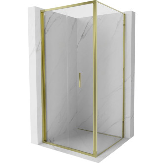 Skladací sprchovací kút Mexen Exo 95 x 95 cm, priehľadný, zlatý - 816-095-095-50-00