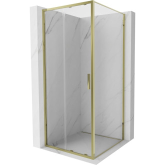 Posuvný sprchovací kút Mexen Exo 90 x 90 cm, priehľadný, zlatý - 8151-090-090-50-00
