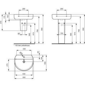 Ideal Standard CONNECT E714701 umyvadlo 55x45,5 Sphere