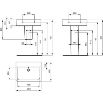 Ideal Standard CONNECT E810101 umyvadlo 60x46 Cube ,bez otvoru