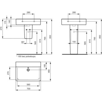 Ideal Standard CONNECT E810701 umyvadlo 70x46 Cube ,bez otvoru