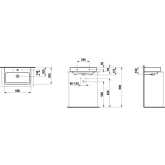 LAUFEN PRO ADDIT umyvadlo 60x38 otvor uprostřed H8.1795.9.000.104.1