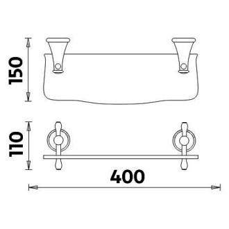 NIMCO LADA LA19091UK-40-26 polička 40cm bílý umělý kámen - Chrom
