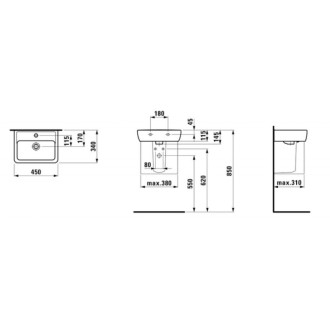 LAUFEN PRO A umyvátko bez otvoru 45x34 H8.1195.2.000.109.1