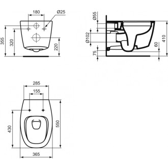 Ideal Standard DEA T331601 závěsný klozet  RIMLESS 36,5x55x33,5