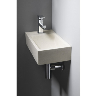 CREST L AR410  betonové umyvadlo včetně výpusti, 40x22 cm, bílý pískovec