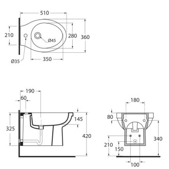 Závěsný bidet CULT 51 × 36 cm