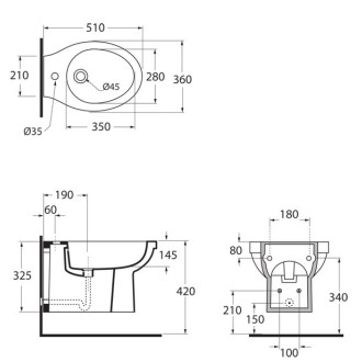 Závěsný bidet CULT 51 × 36 cm