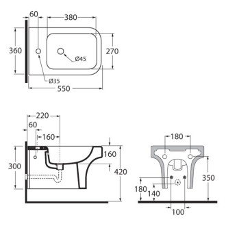Závěsný bidet TULIP 55 × 36 cm