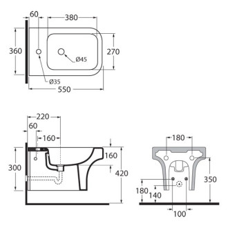 Závěsný bidet TULIP 55 × 36 cm