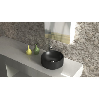 CERANO - Umývadlo granitové Jonas - na dosku - čierna matná - ø 40 cm