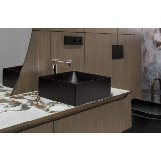 CERANO - Umývadlo granitové Saulius - na dosku - čierna matná - 40x40 cm