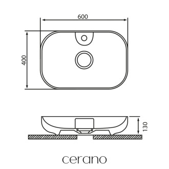 CERANO - Umývadlo keramické Kiana - na dosku - biela lesklá - 60x40 cm