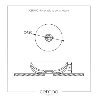 CERANO - Umývadlo keramické Moana - na dosku - čierna matná - ⌀ 42 cm
