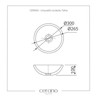 CERANO - Umývadlo keramické Tahia - na dosku - biela lesklá - ⌀ 30 cm