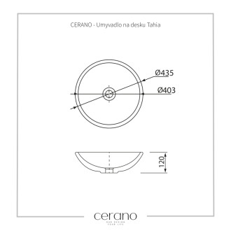CERANO - Umývadlo keramické Tahia - na dosku - čierna matná - ⌀ 43 cm