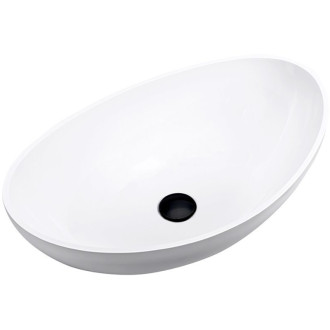 CERANO - Umývadlo z liateho mramoru Algirdas - na dosku - biela lesklá - 59x38,3 cm