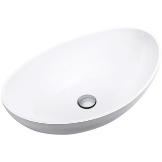 CERANO - Umývadlo z liateho mramoru Algirdas - na dosku - biela lesklá - 59x38,3 cm