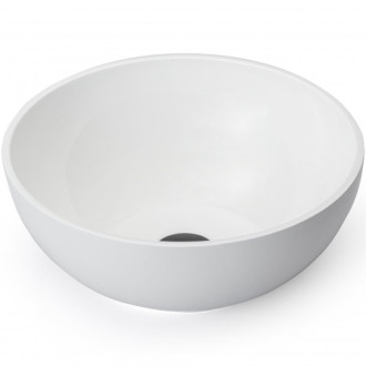 CERANO - Umývadlo z liateho mramoru Darius - na dosku - biela lesklá - ø 40 cm