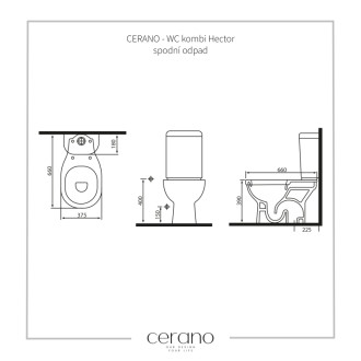 CERANO - WC kombi Hector - spodný odpad - biela lesklá - 37,5x66 cm