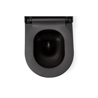 CERANO - Závesná WC misa Puerto, Rimless - čierna matná - 35x50 cm