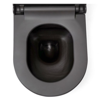 CERANO - Závesná WC misa Puerto, Rimless - grafitová šedá matná - 35x50 cm