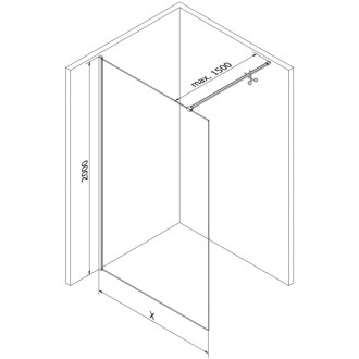 Mexen Kioto-X Sprchová zástena 90 x 200 cm, matná 10 mm, kartáčovaný nikel - 800-090-101-97-30-X
