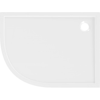 Mexen Flow polkruhová asymetrická sprchová vanička, úzka, pravá, 90 x 80 cm, biely lesk - 46Q108090R