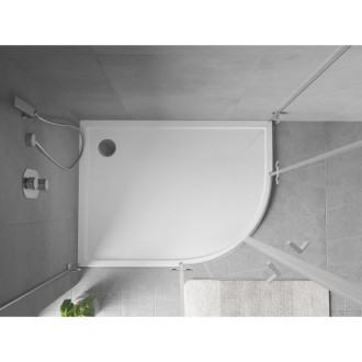Mexen Flow polkruhová asymetrická sprchová vanička, úzka, ľavá, 100 x 90 cm, lesklá biela - 46Q109010L