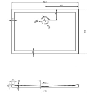 Mexen Flow úzka obdĺžniková sprchová vanička 120 x 75 cm, lesklá biela - 46R107512