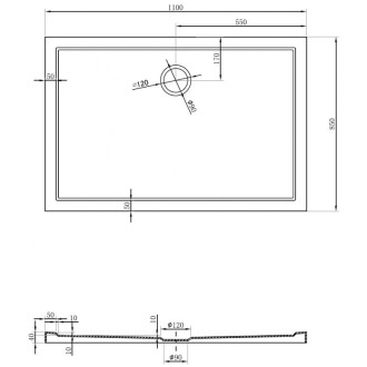 Mexen Flow úzka obdĺžniková sprchová vanička 110 x 85 cm, lesklá biela - 46R108511