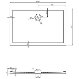 Mexen Flow úzka obdĺžniková sprchová vanička 150 x 100 cm, lesklá biela - 46R101015