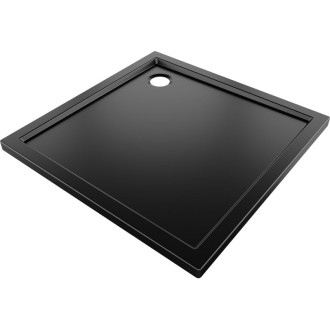 Mexen Flow úzka štvorcová sprchová vanička 90 x 90 cm, matná čierna - 46S709090