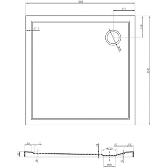 Mexen Flow úzka štvorcová sprchová vanička 120 x 120 cm, matná čierna - 46S701212