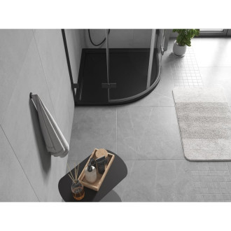 Mexen Flow polkruhová úzka sprchová vanička 80 x 80 cm, matná čierna - 46Q708080