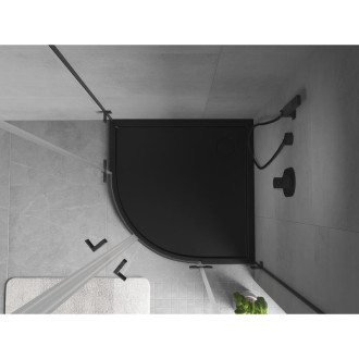 Mexen Flow polkruhová úzka sprchová vanička 90 x 90 cm, matná čierna - 46Q709090