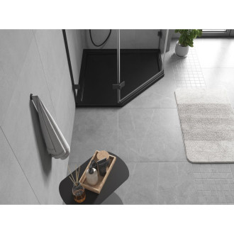 Mexen Flow úzka päťuholníková sprchová vanička 80 x 80 cm, matná čierna - 46P708080