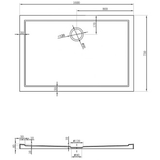 Mexen Flow úzka obdĺžniková sprchová vanička 160 x 75 cm, matná čierna - 46R707516