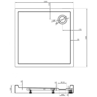 Mexen Flow+ štvorcová sprchová vanička 100 x 100 cm, biely lesk - 46S101010H